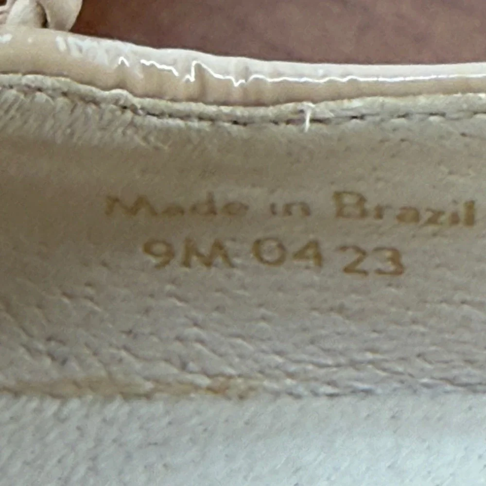 Jack Rogers Womens 9M Nude Patent Leather Square Toe Ballet Flats Bow Accent